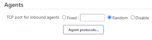 TCP port for inbound agents